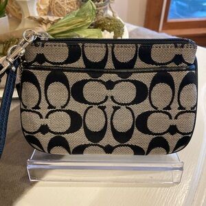 Coach Signature Black Gray Small Wristlet